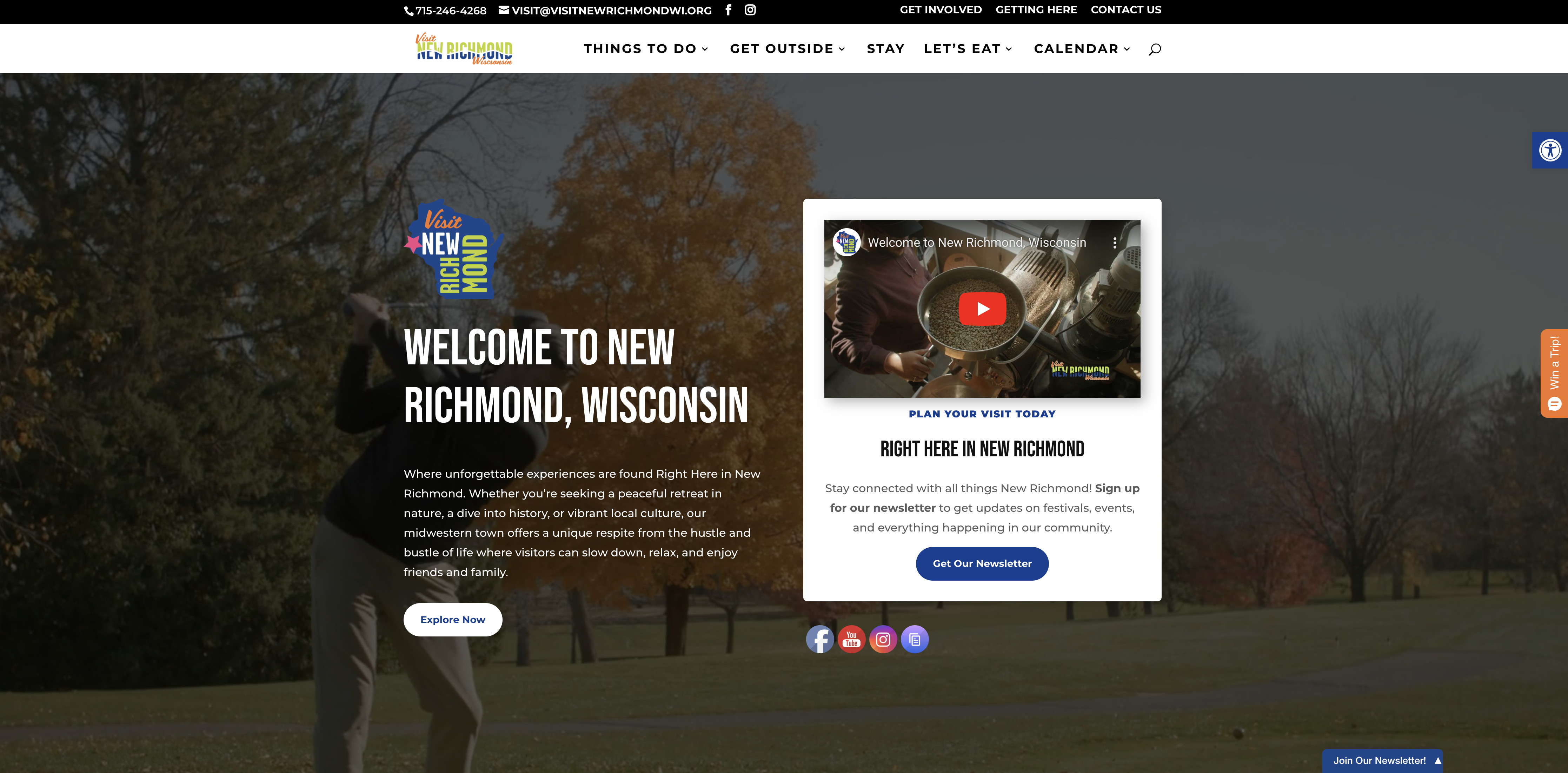 Website screenshot for https://visitnewrichmondwi.org/